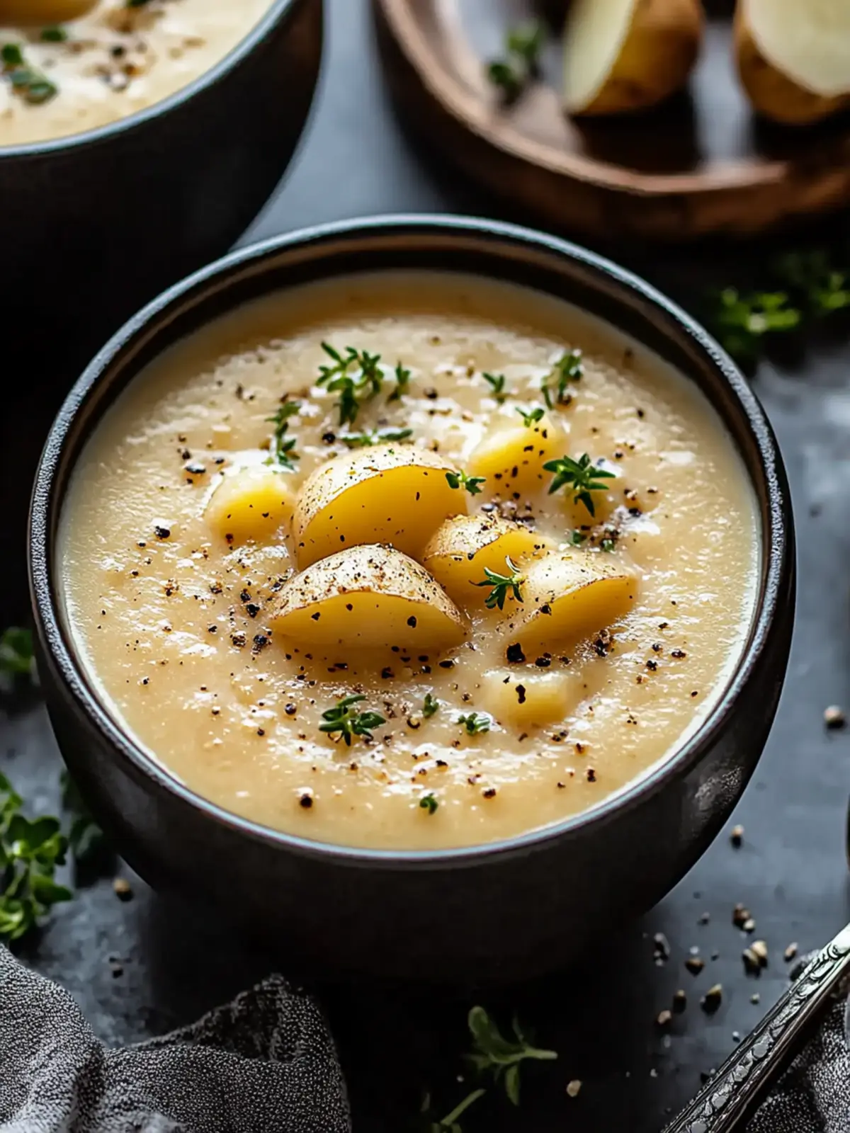 Hearty Cheddar Garlic Herb Potato Soup