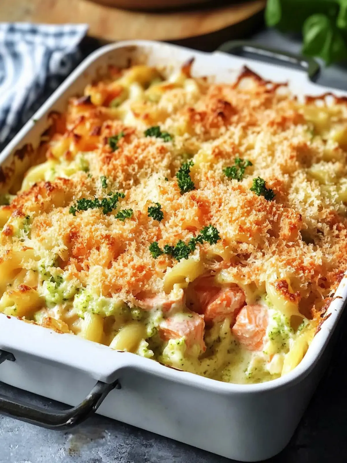 Creamy Salmon Pasta Bake (Healthy)