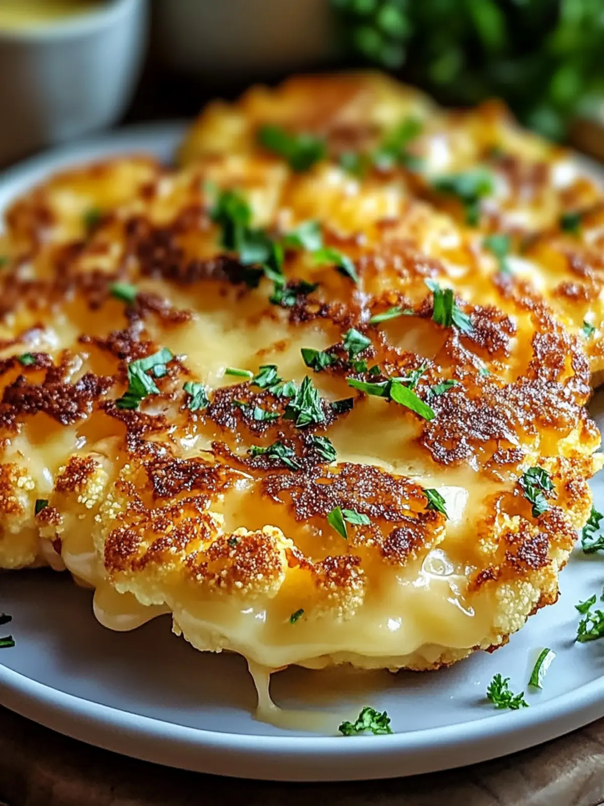 Golden Crusted Cheesy Cauliflower Steaks