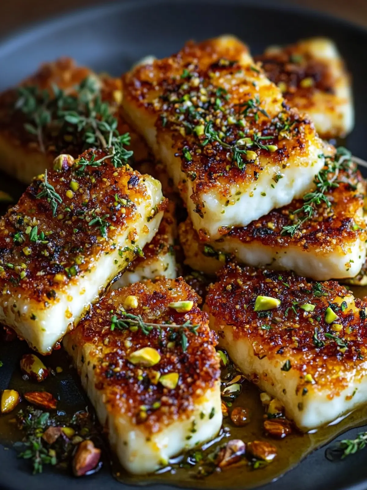 Pistachio-Crusted Halloumi with Honey and Thyme Bliss 2 Pistachio-Crusted Halloumi with Honey and Thyme