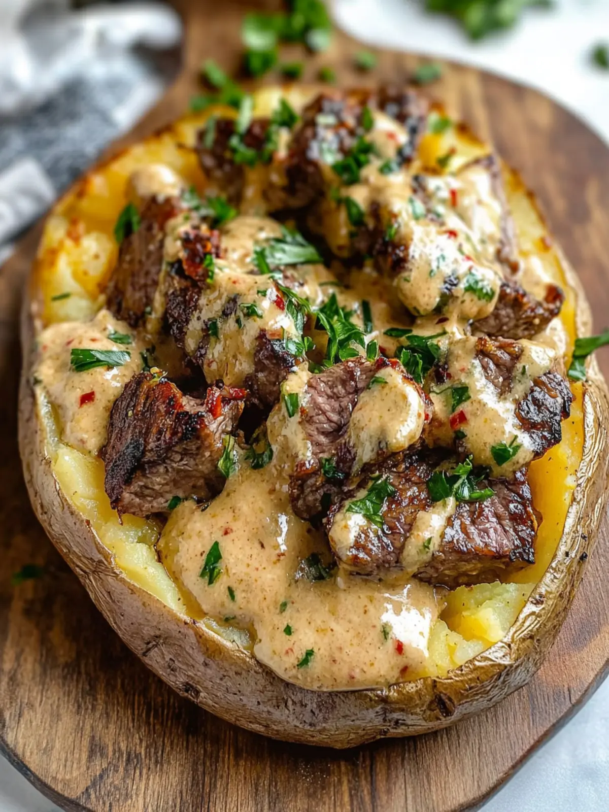 Loaded Baked Potato with Steak Bites