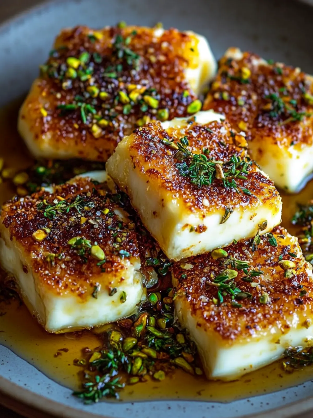 Pistachio-Crusted Halloumi with Honey and Thyme Bliss 4 Pistachio-Crusted Halloumi with Honey and Thyme