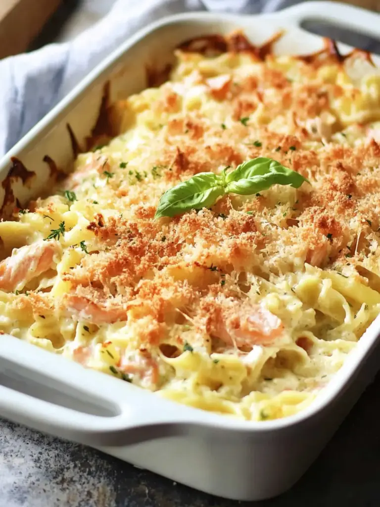 Creamy Salmon Pasta Bake (Healthy)