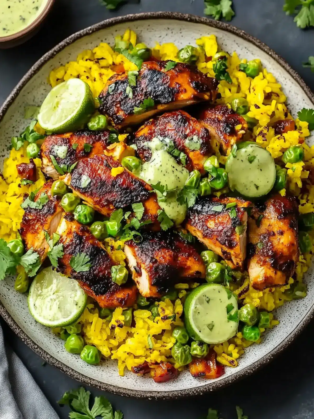 Flavorful Peruvian Chicken & Yellow Rice with Zesty Sauce