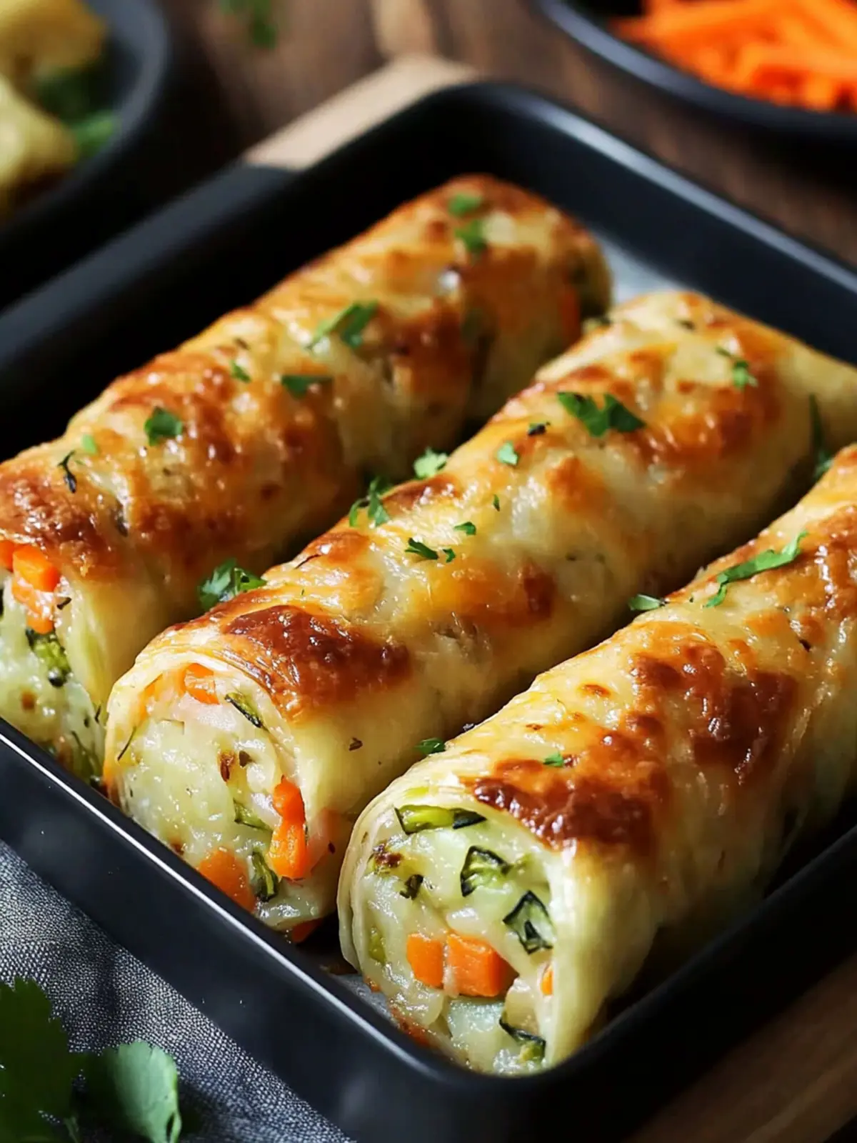 Cheesy Baked Vegetable Rolls