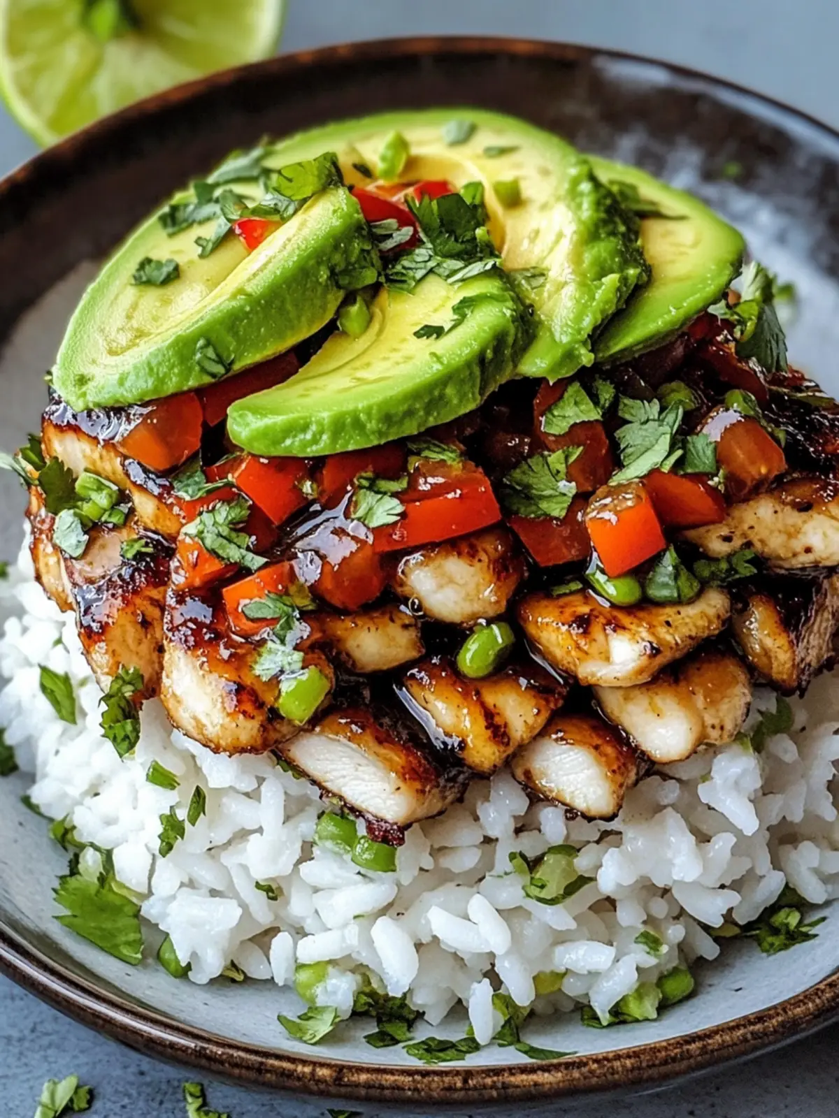 Tangy Honey Lime Chicken & Avocado Rice Stack That Delights