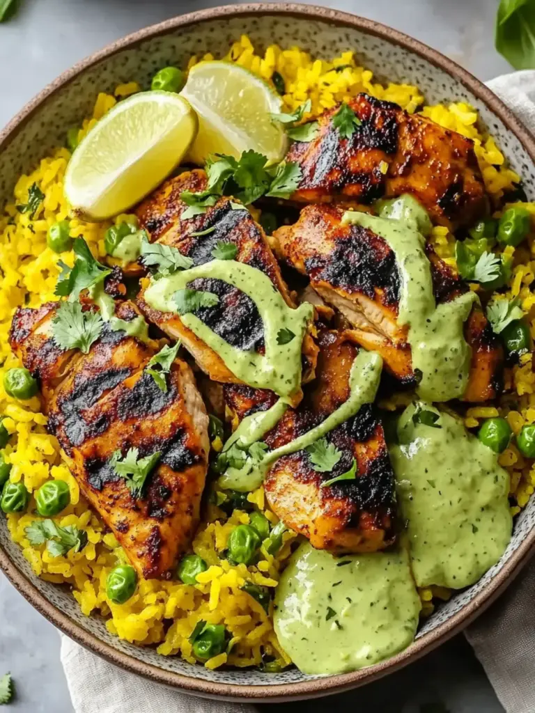 Flavorful Peruvian Chicken & Yellow Rice with Zesty Sauce
