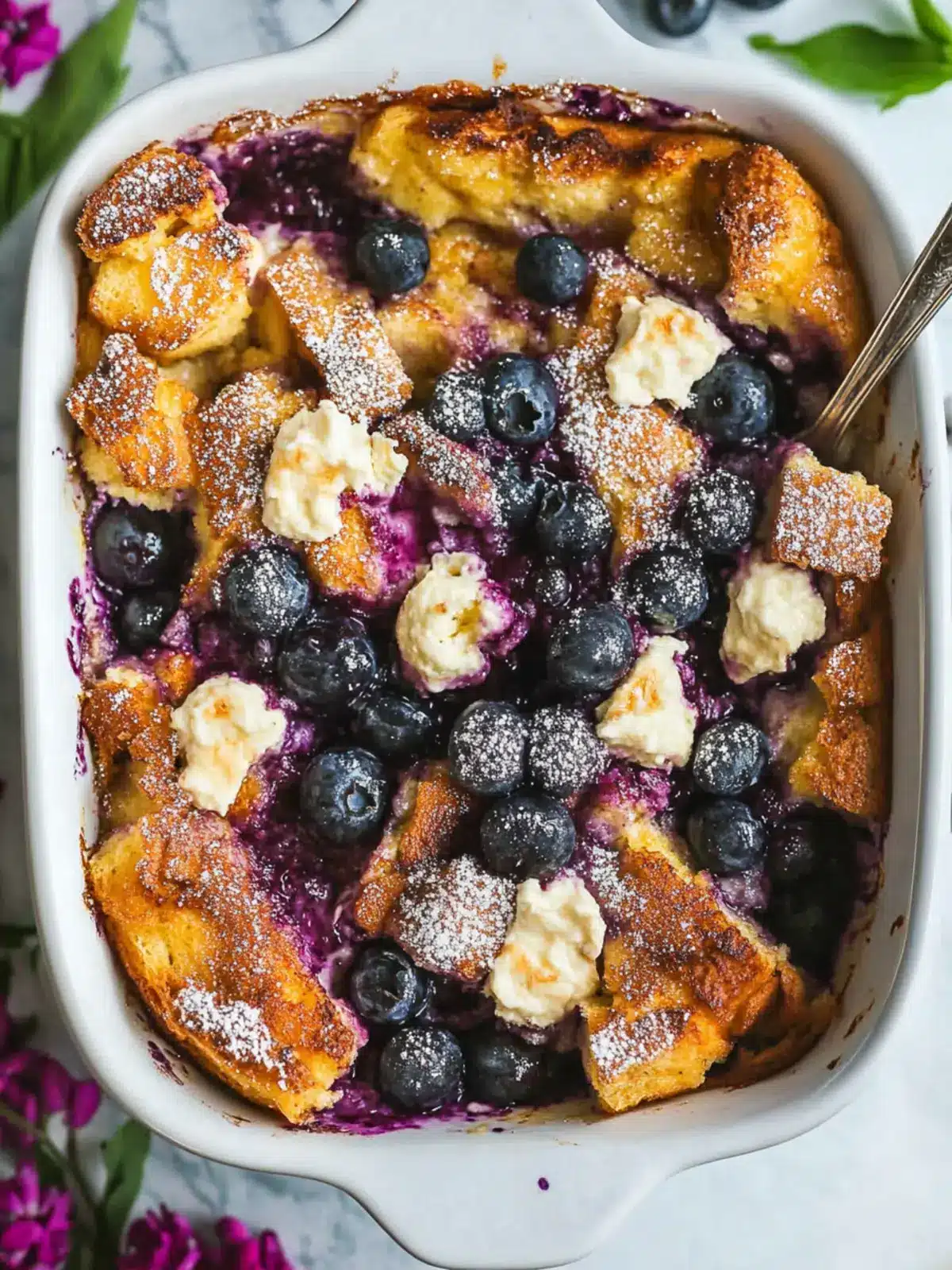 Blueberry Cream Cheese French Toast Casserole