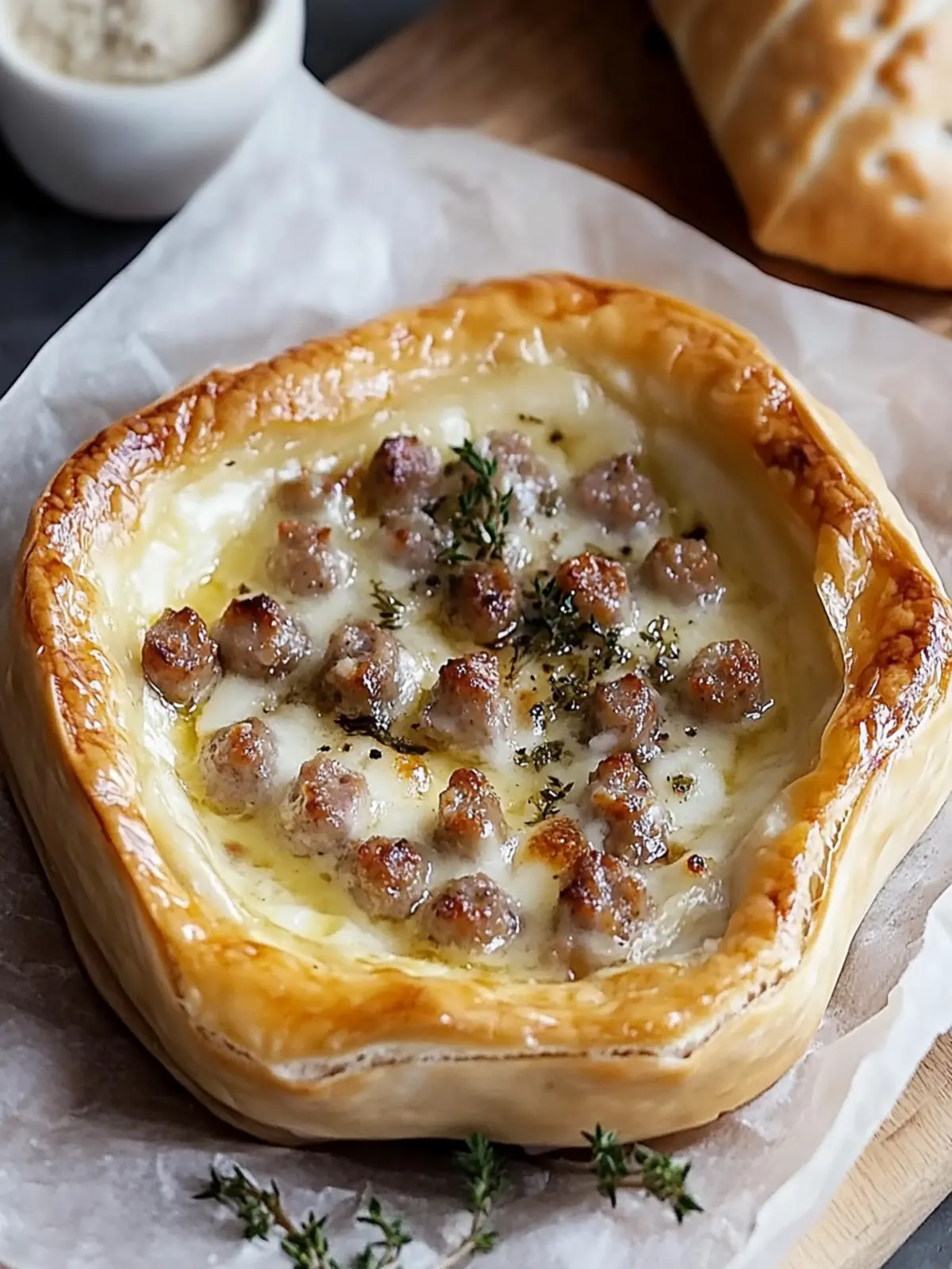 Sausage Baked Brie Appetizer