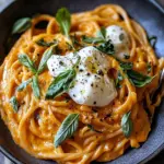 Creamy Red Pepper Pasta with Burrata & Herbs