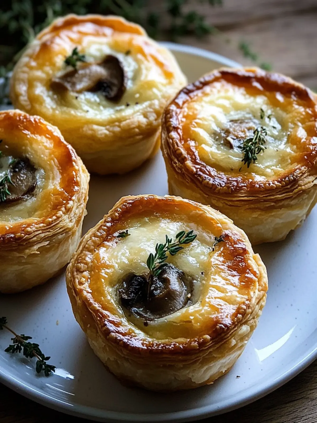 Mini Mushroom Gruyère Pot Pies with Thyme