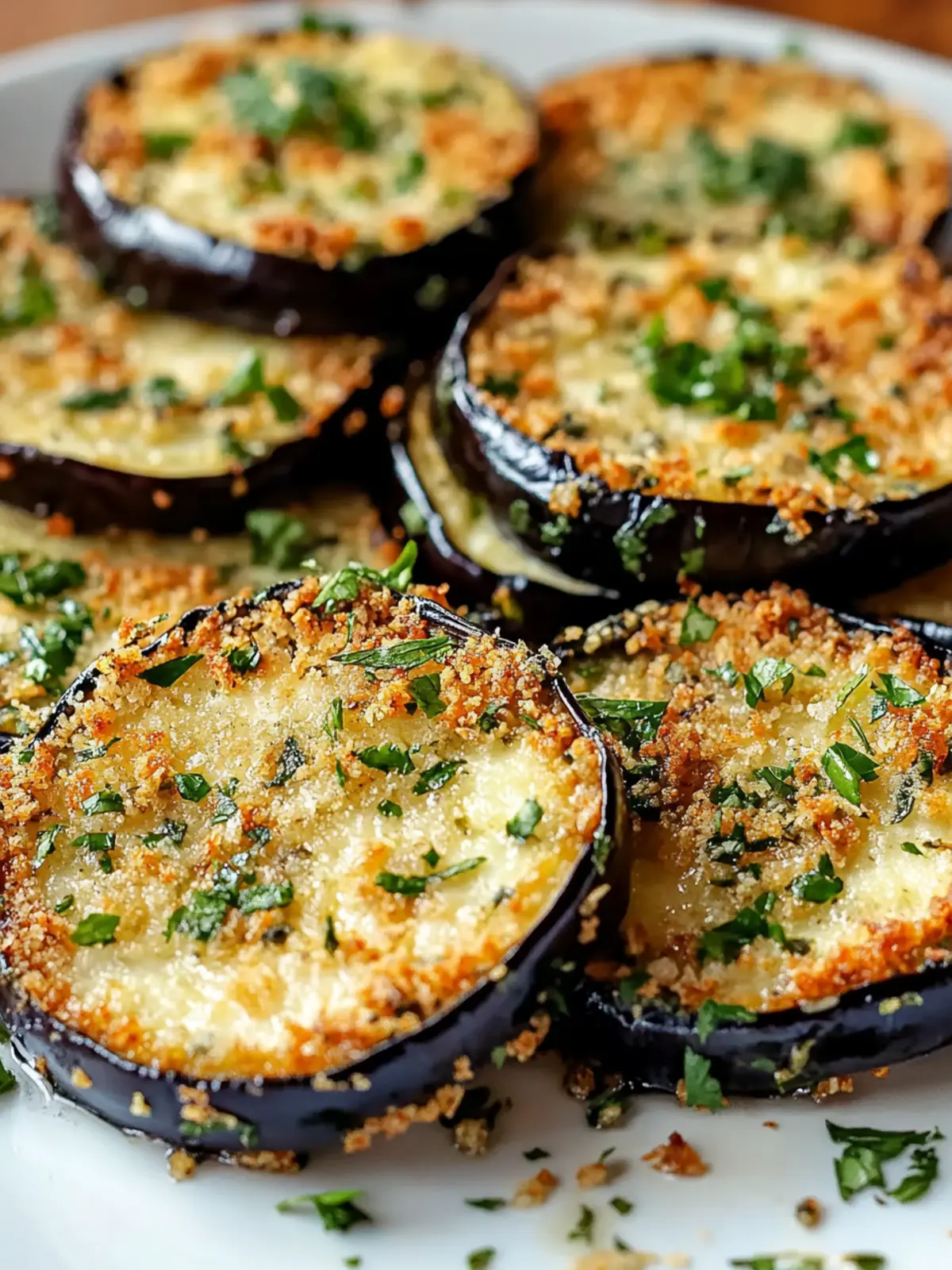 Garlic Herb Crusted Eggplant Slices