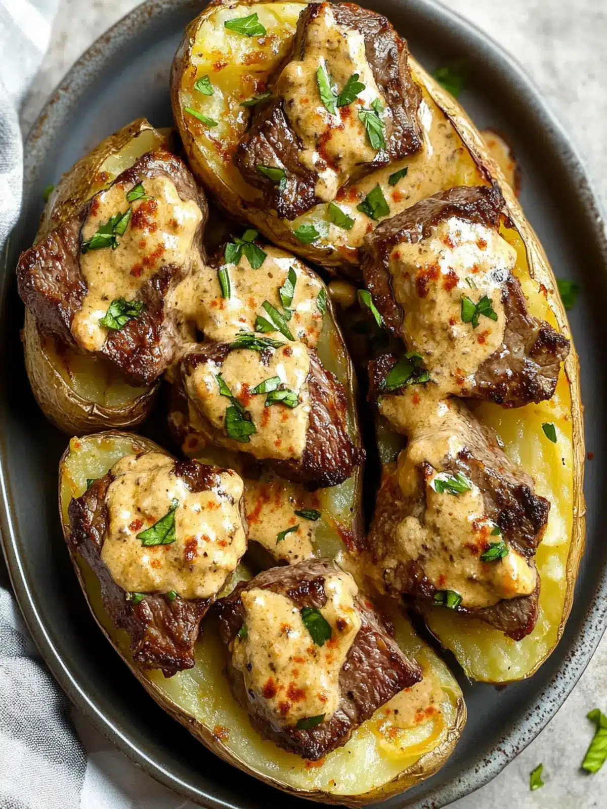 Loaded Baked Potato with Steak Bites