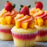 Mango Strawberry Sunset Cupcakes