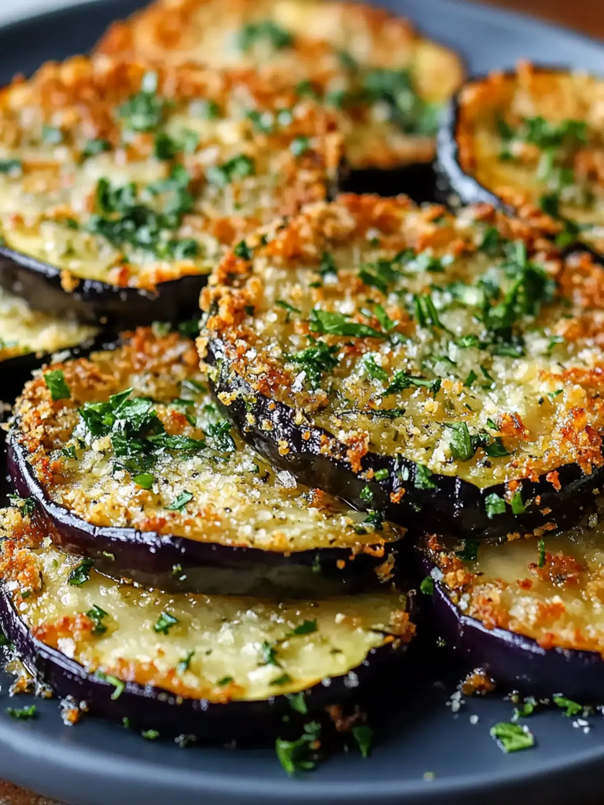 Garlic Herb Crusted Eggplant Slices