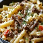 Philly Cheesesteak Pasta Skillet Recipe
