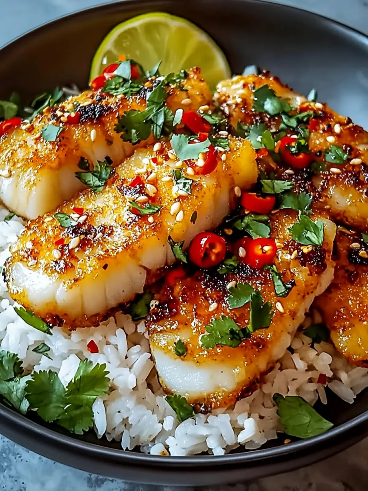 Crispy Cod Strips with Rice and Chili Garlic Drizzle Bliss 5 Crispy Cod Strips with Rice and Chili Garlic Drizzle
