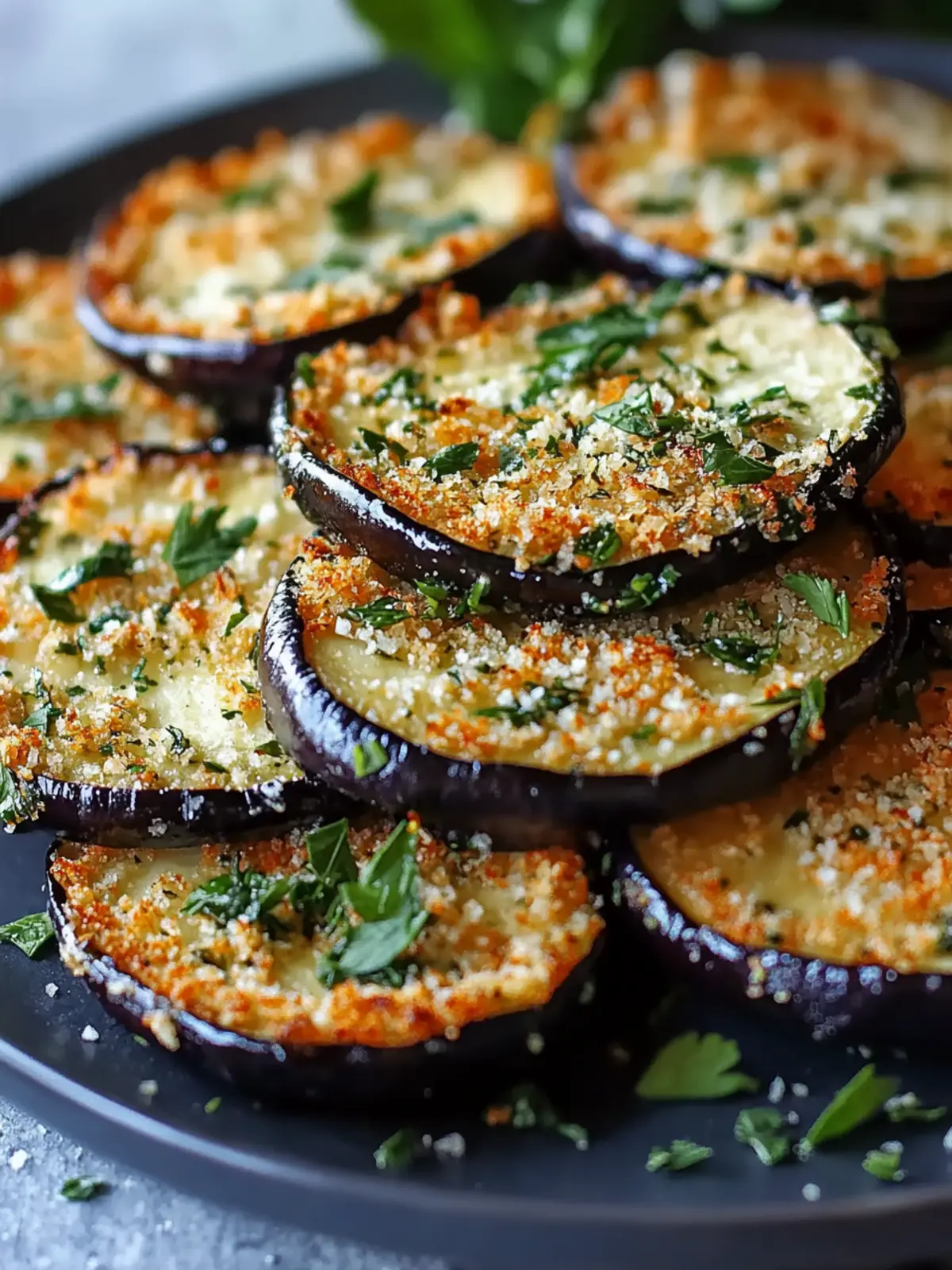 Garlic Herb Crusted Eggplant Slices