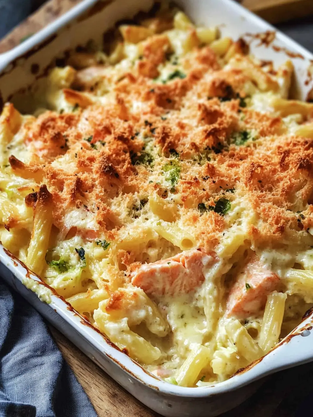 Creamy Salmon Pasta Bake (Healthy)