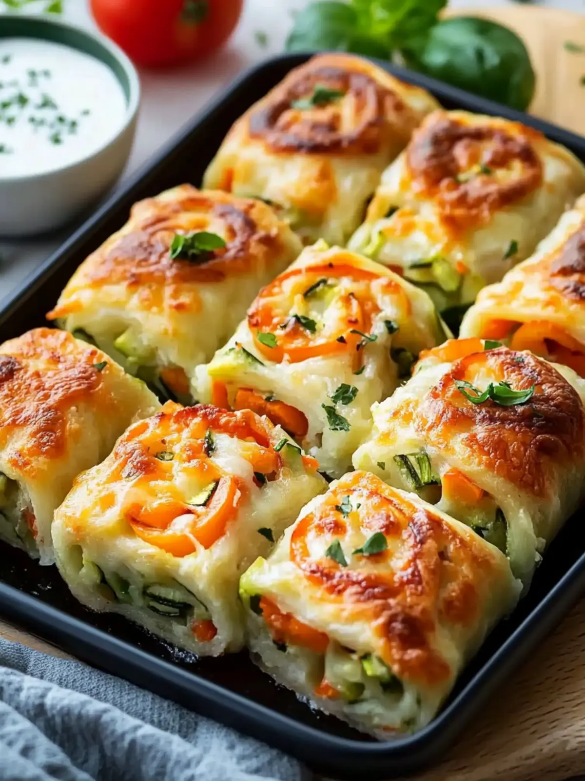 Cheesy Baked Vegetable Rolls