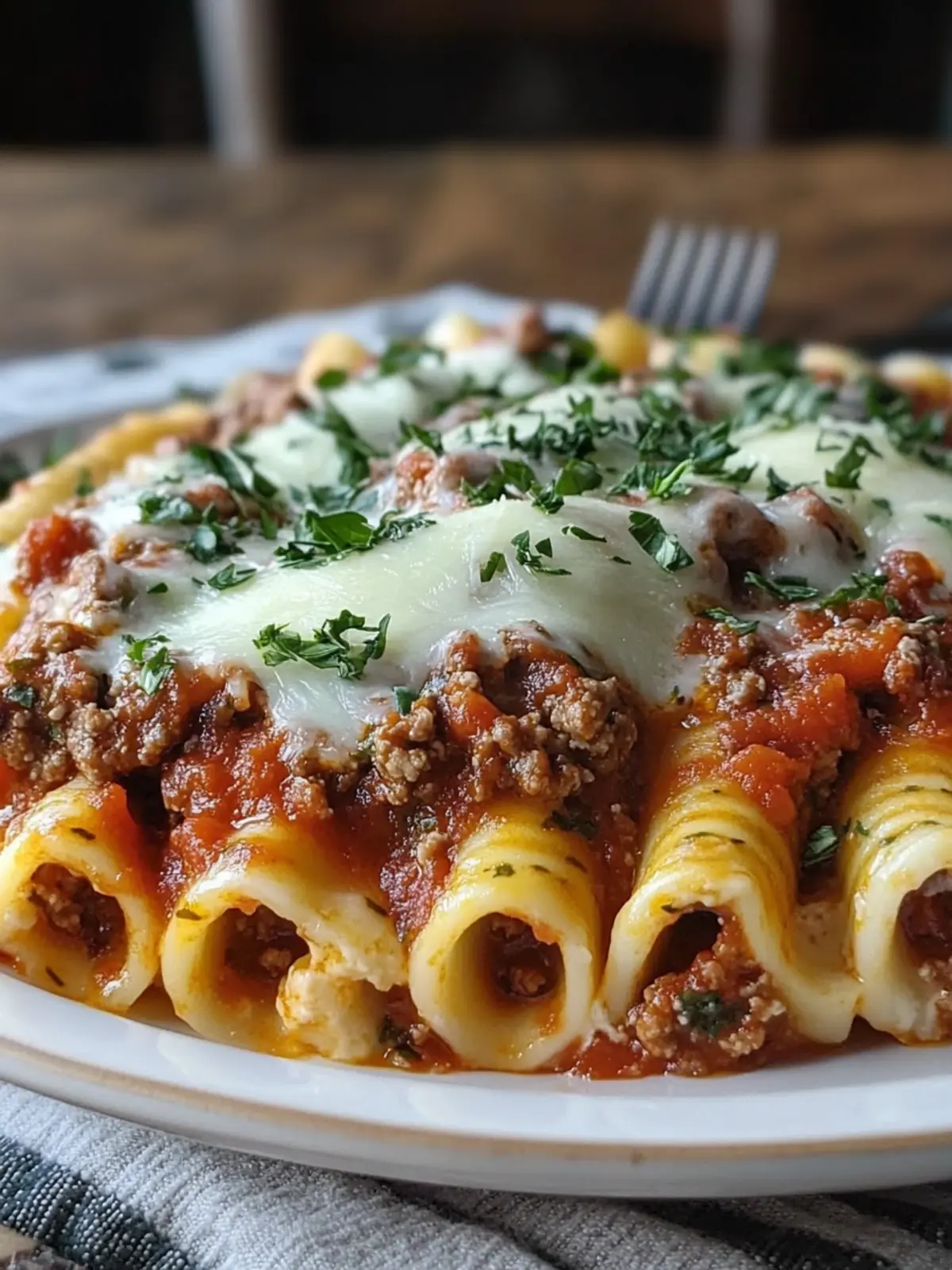 Stuffed Manicotti with Meat Sauce