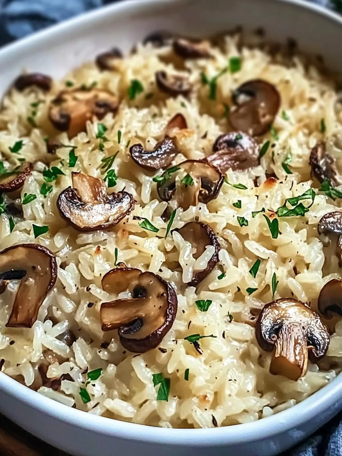 Vegetarian Garlic Mushroom Rice Bake