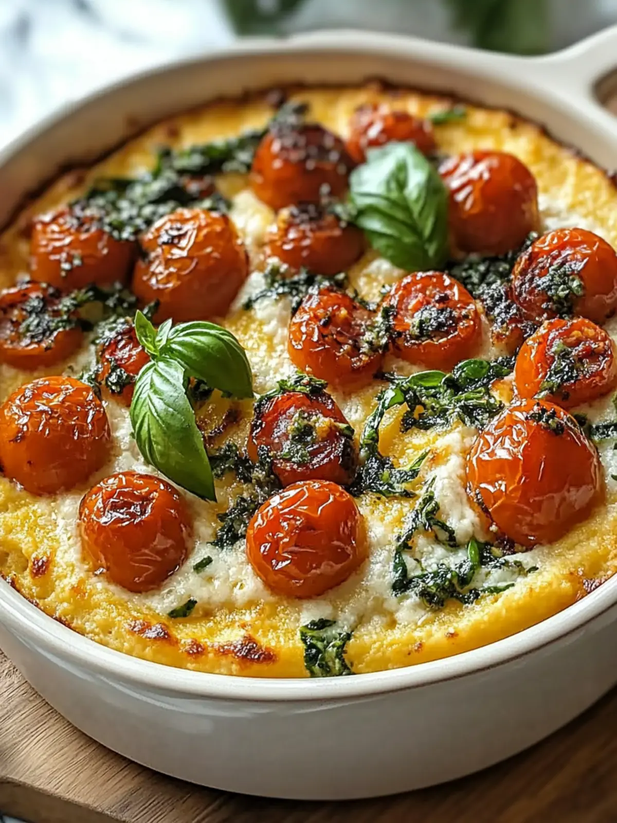 Savory Herbed Polenta Bake with Roasted Tomatoes