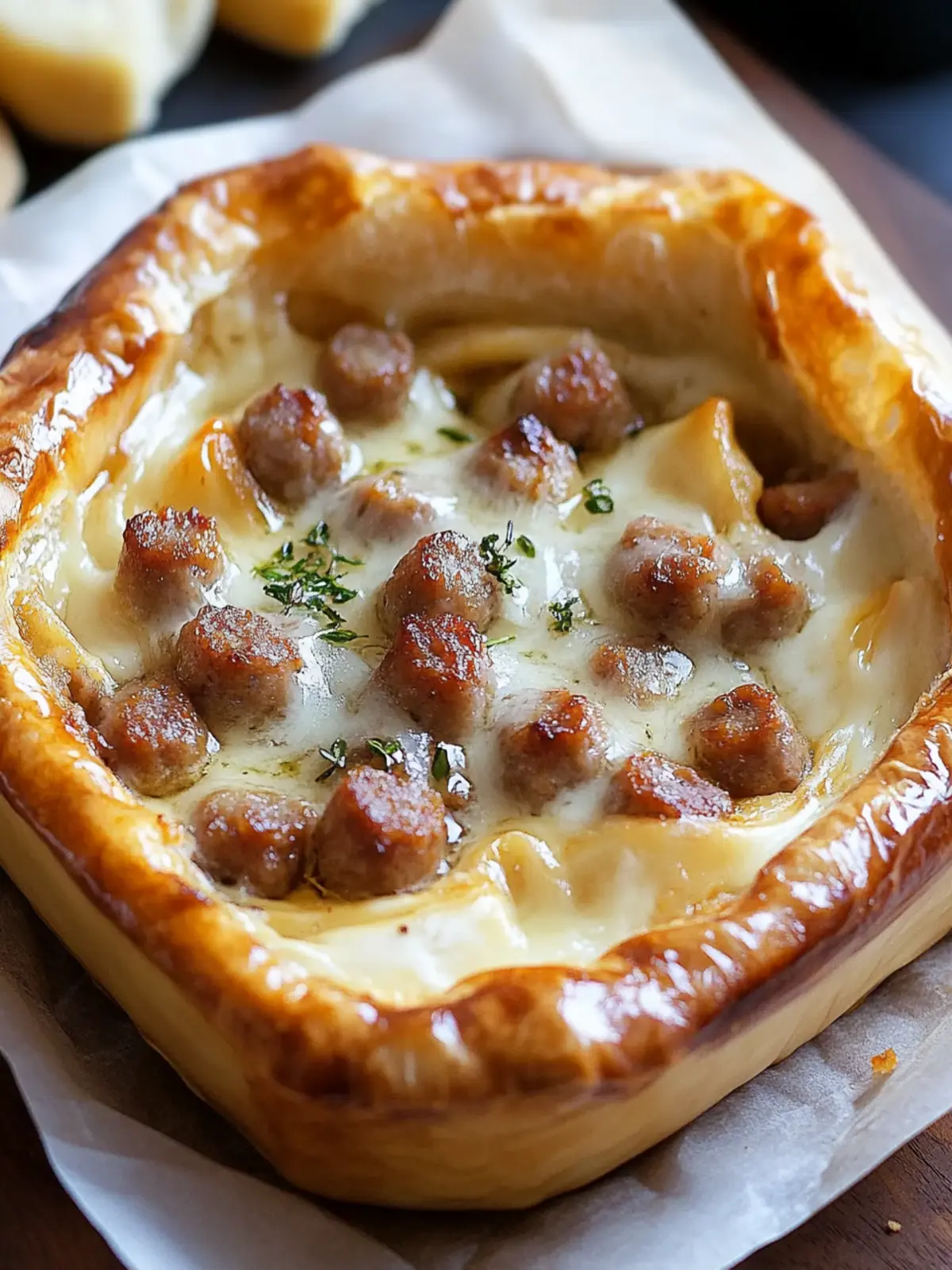 Sausage Baked Brie Appetizer