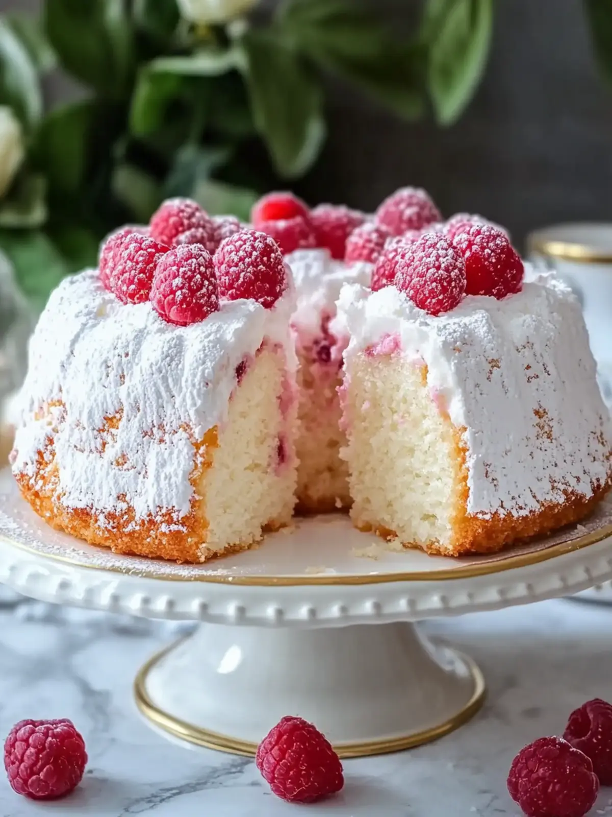 Raspberry Angel Food Cake