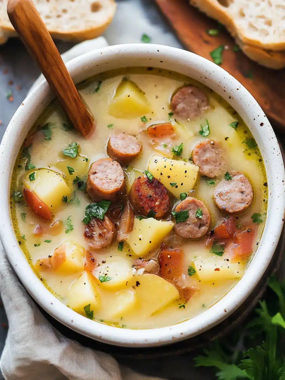 Classic German Potato Soup With Sausage