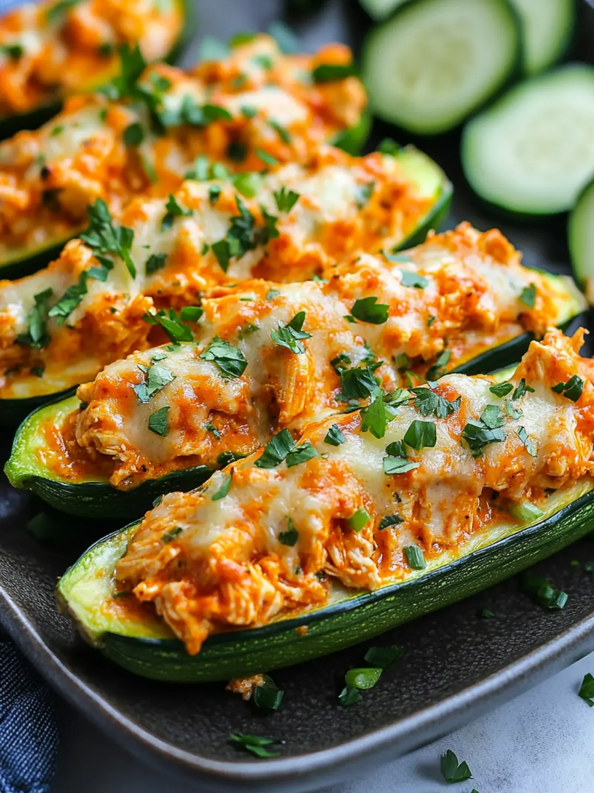 High Protein Buffalo Chicken Stuffed Zucchini Boats You'll Love 3 High Protein Buffalo Chicken Stuffed Zucchini Boats