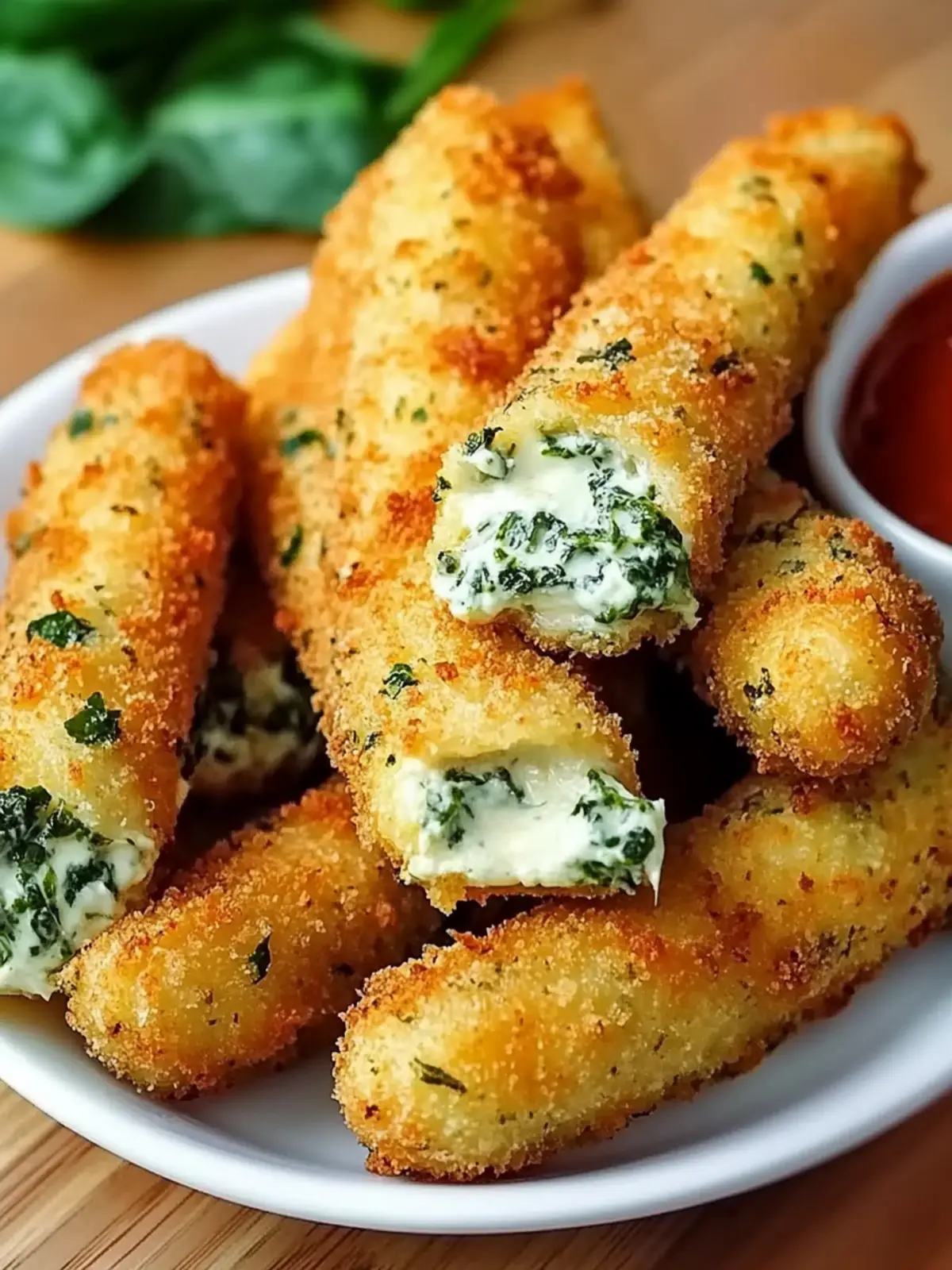 Spinach Dip Mozzarella Sticks