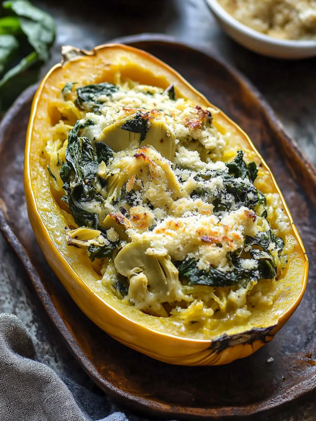 Spinach and Artichoke Stuffed Spaghetti Squash