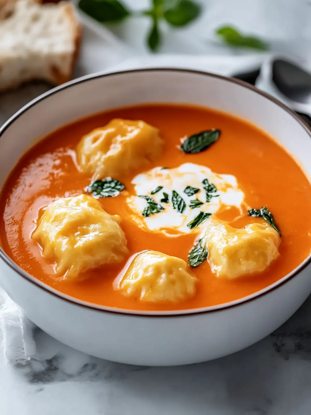 Cheese Dumpling Tomato Soup