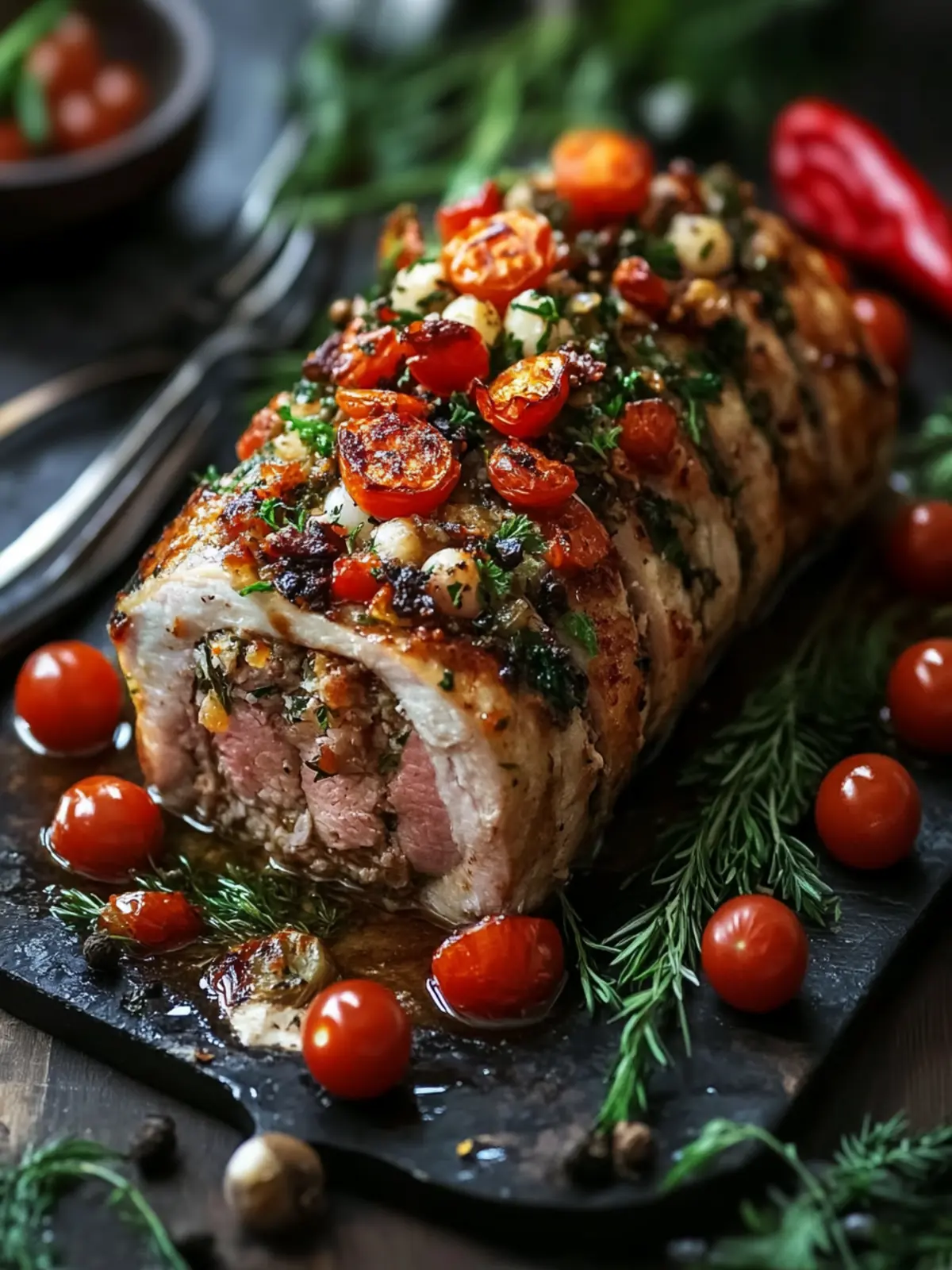 Mediterranean Stuffed Pork Loin