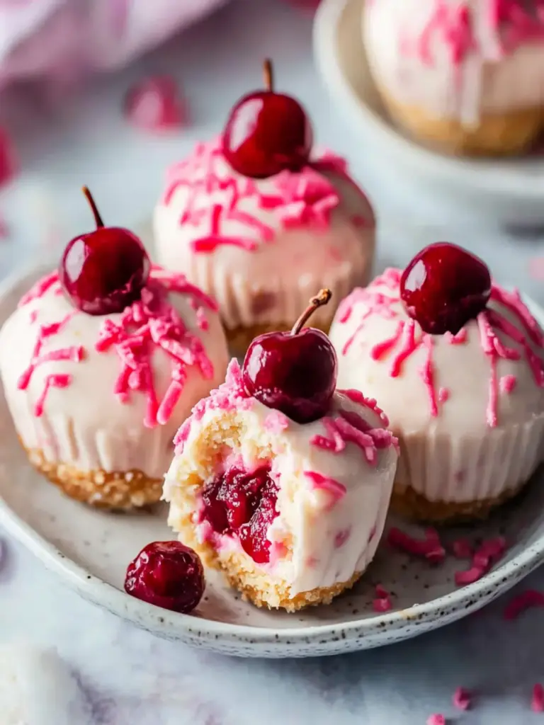 Cherry Chip Cheesecake Bites