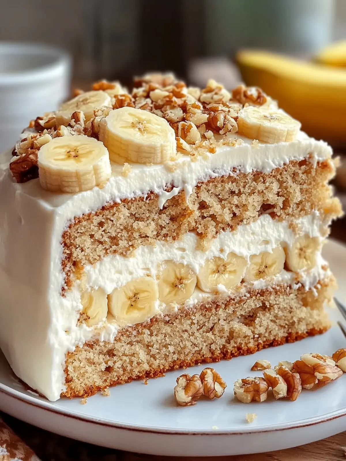 Banana Walnut Cream Cake – Moist & Nutty