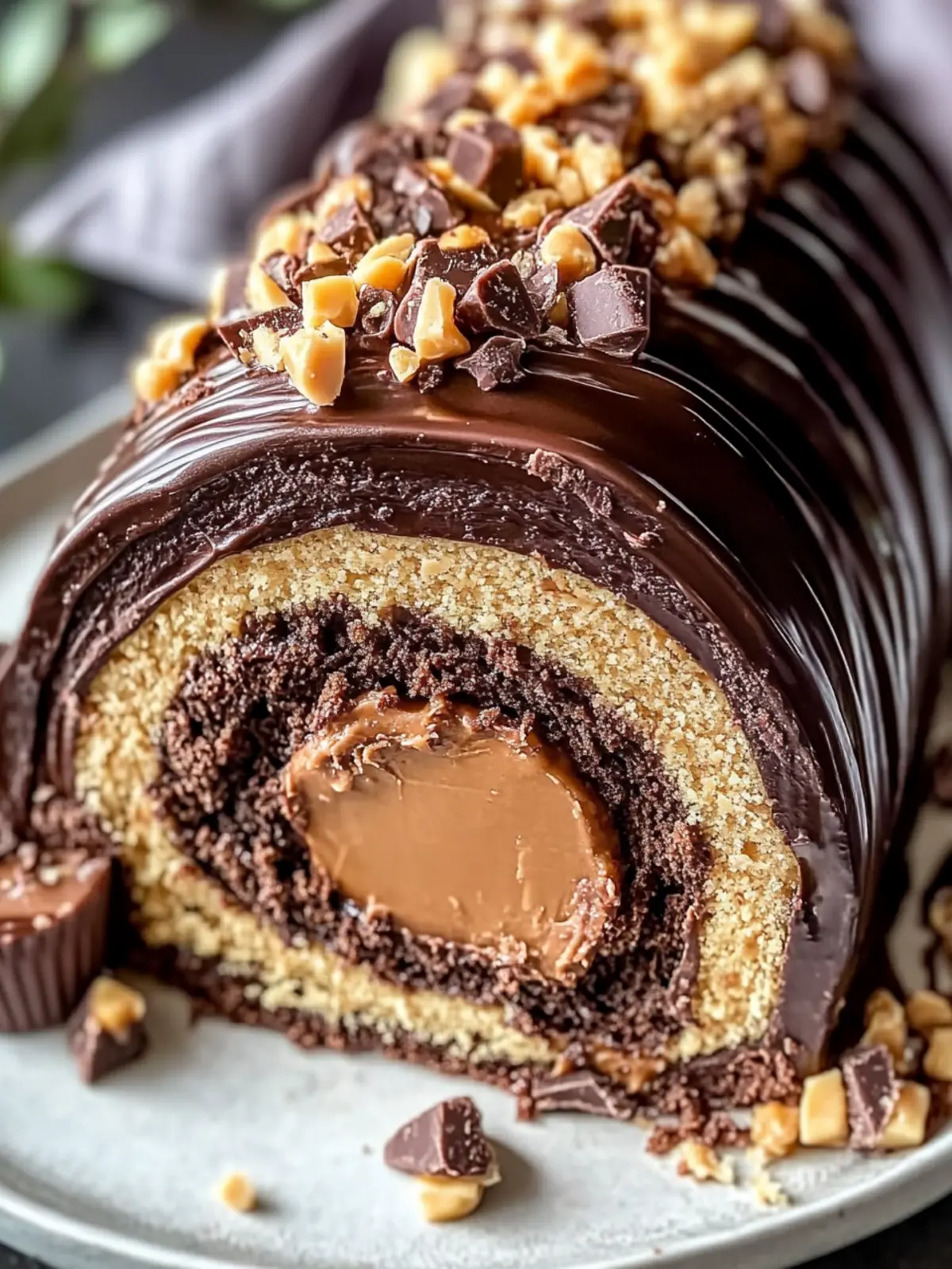 Decadent Peanut Butter Cup Chocolate Roll Recipe
