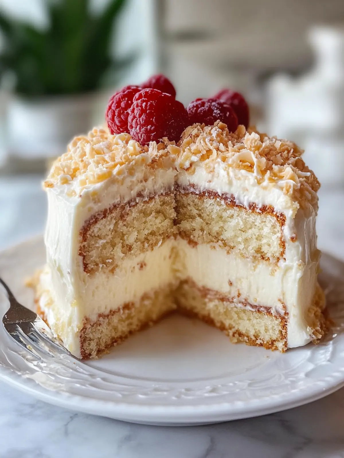 White German Chocolate Cake with Cheesecake Center