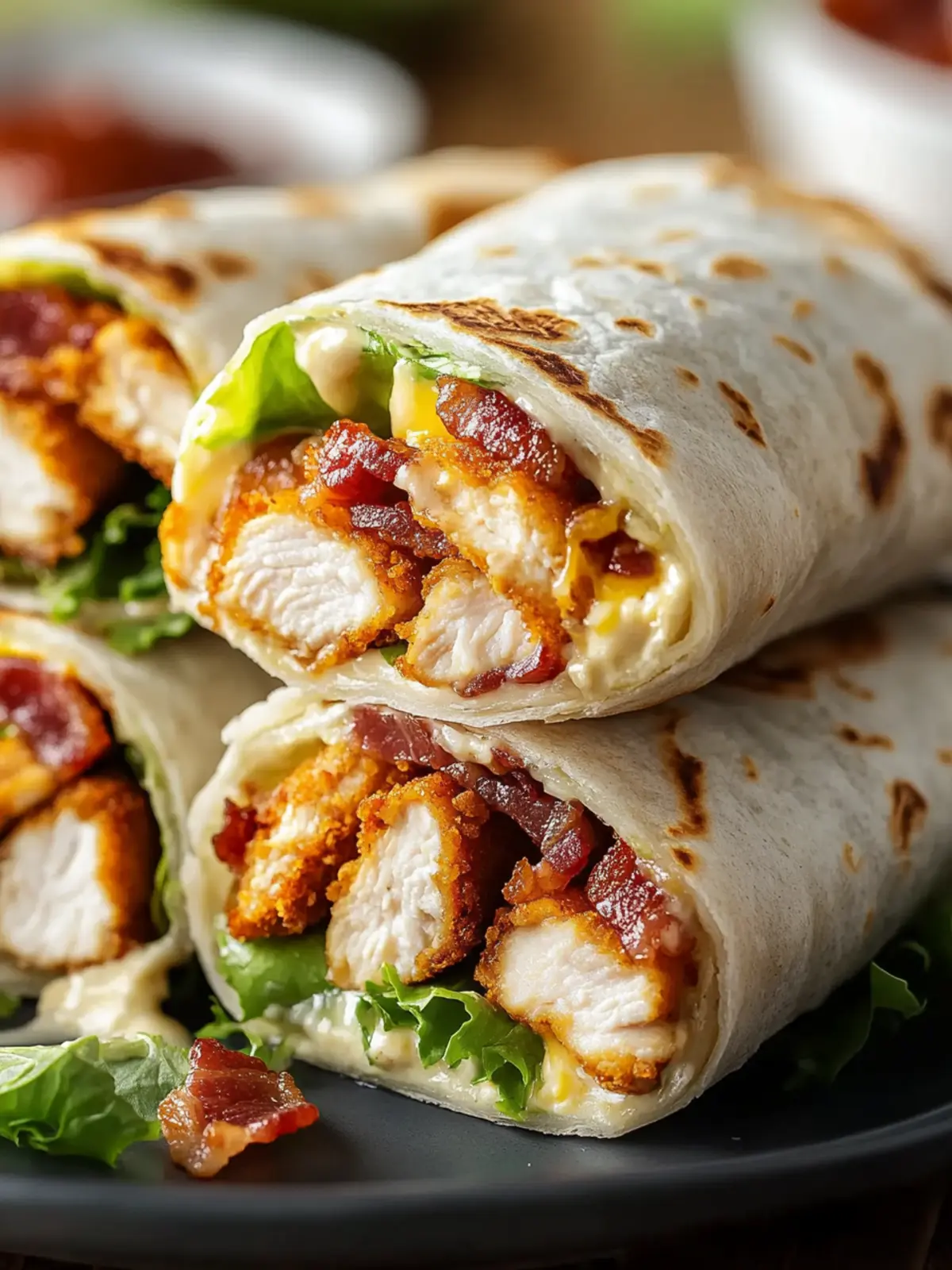 Crispy Bacon Ranch Chicken Wraps