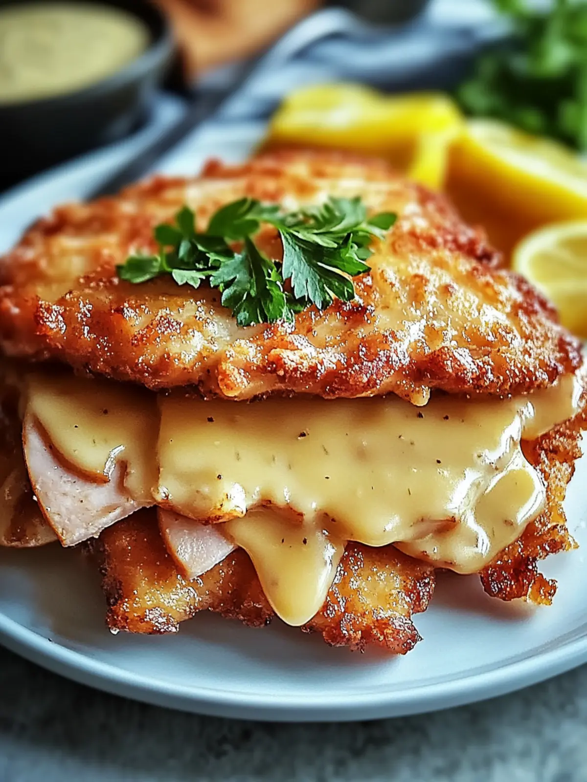 Crispy Malibu Chicken with Ham, Swiss & Honey Mustard