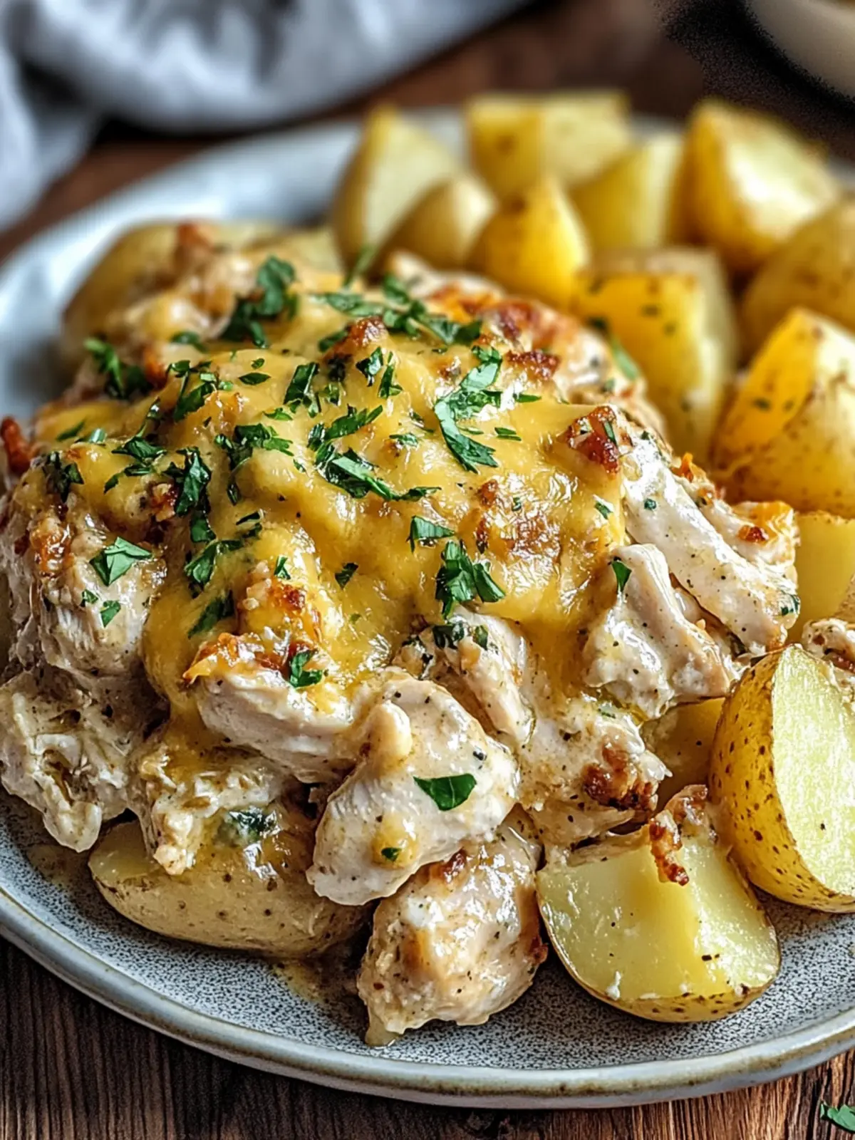 Slow Cooker Cheesy Ranch Chicken & Potatoes