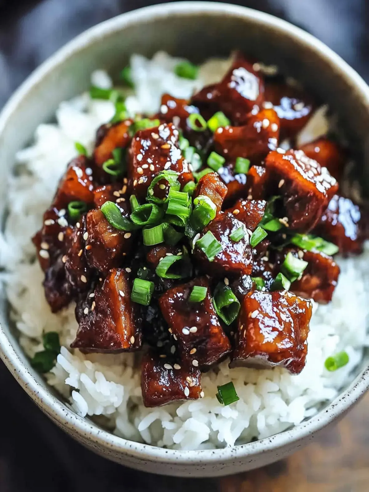 Sweet caramelized pork with rice