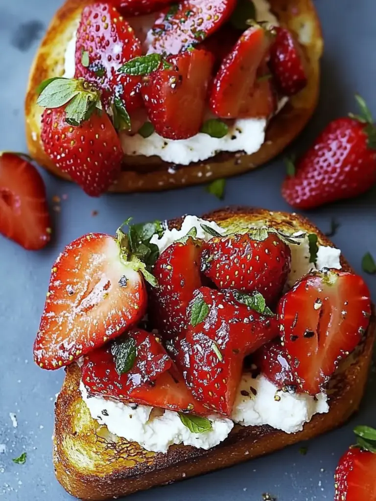 Roasted Strawberry Whipped Ricotta Toast
