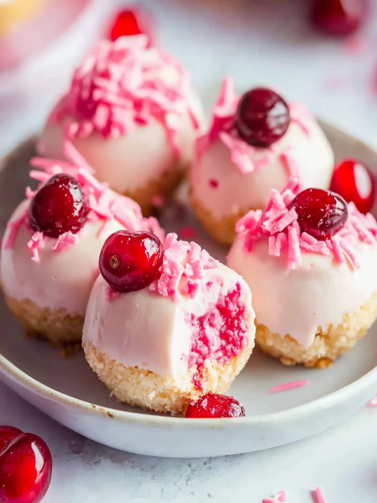 Cherry Chip Cheesecake Bites