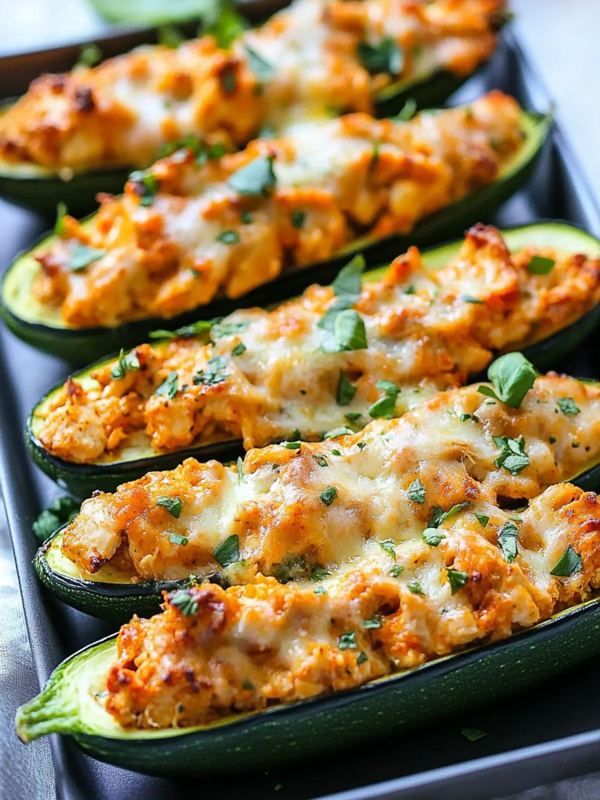 High Protein Buffalo Chicken Stuffed Zucchini Boats You'll Love 4 High Protein Buffalo Chicken Stuffed Zucchini Boats