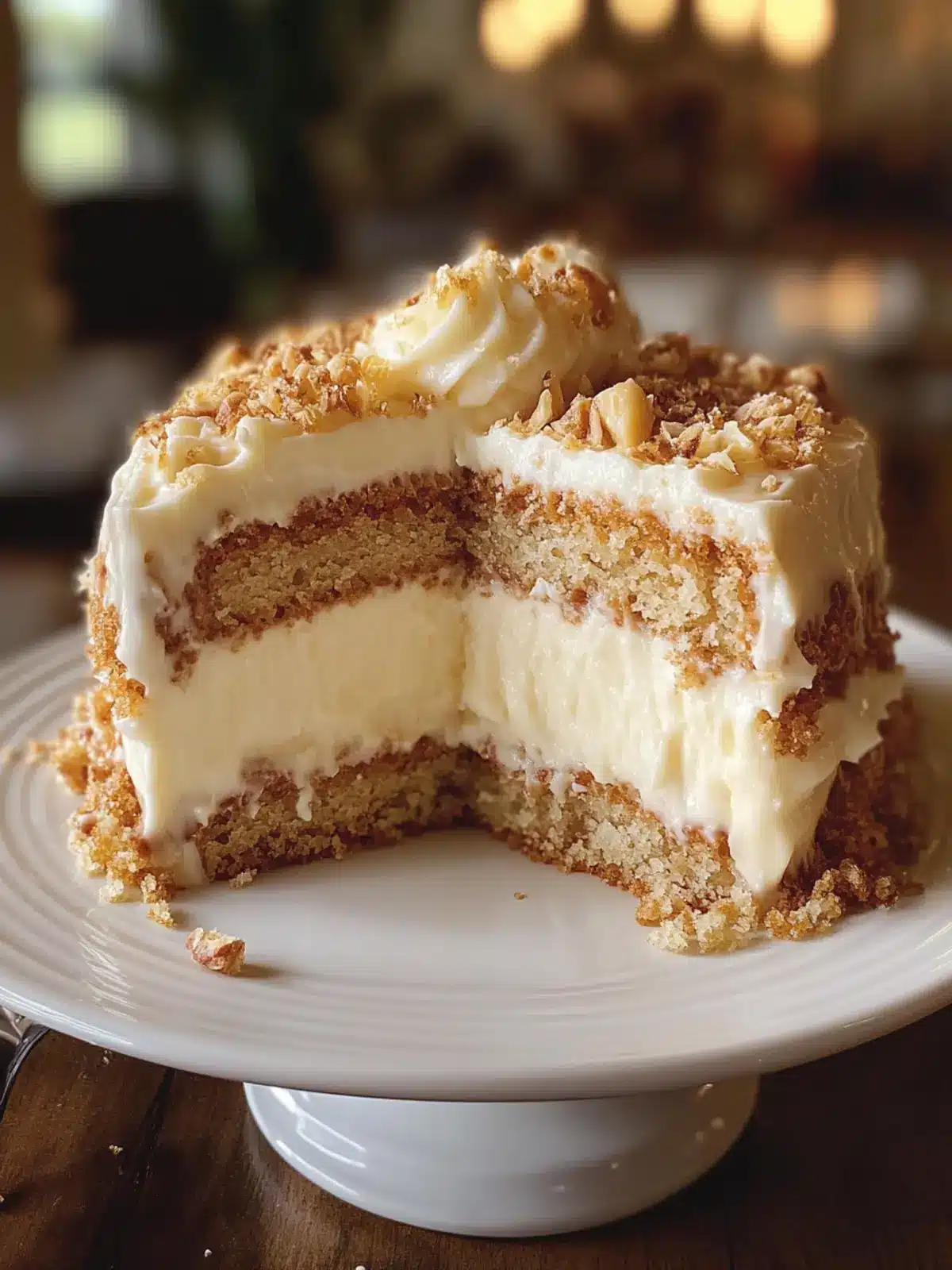 White German Chocolate Cake with Cheesecake Center