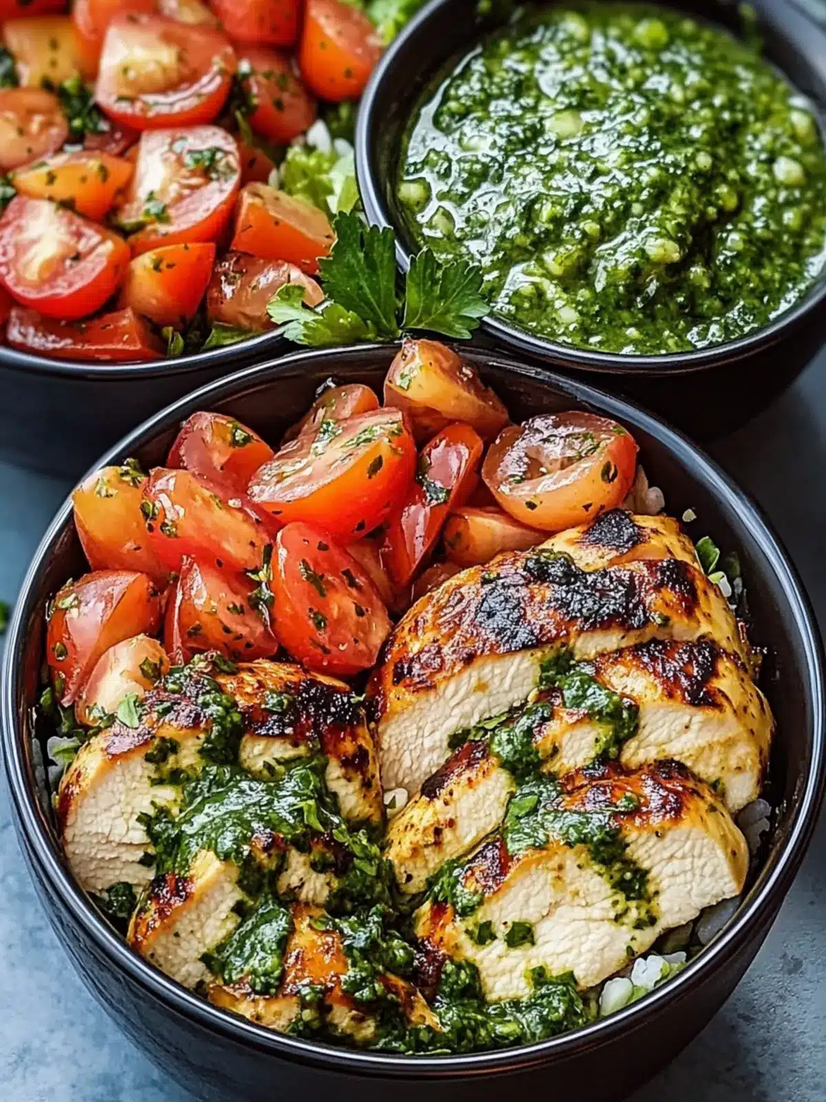 Chimichurri Chicken Bowls with Garlic Sauce