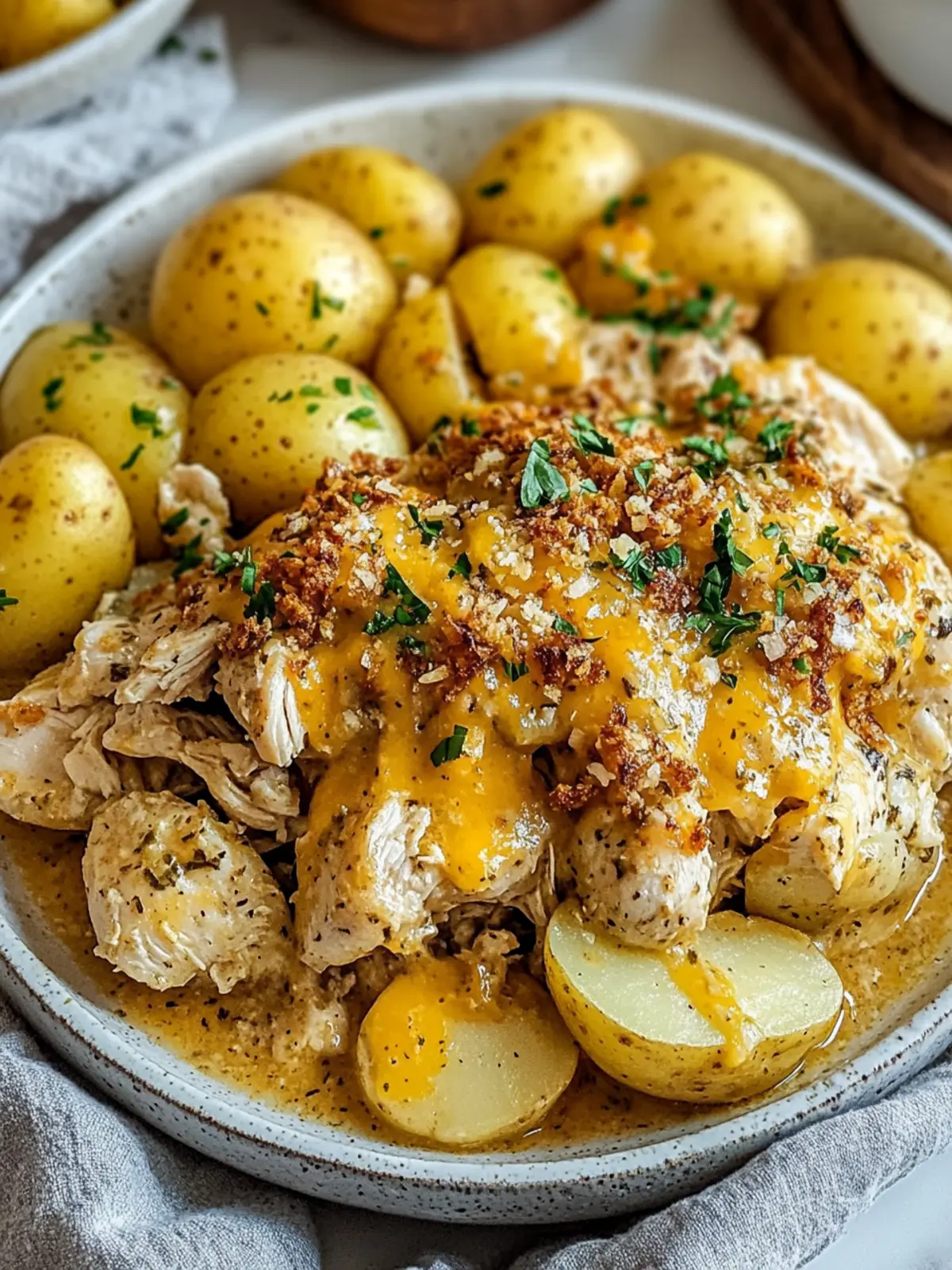 Slow Cooker Cheesy Ranch Chicken & Potatoes