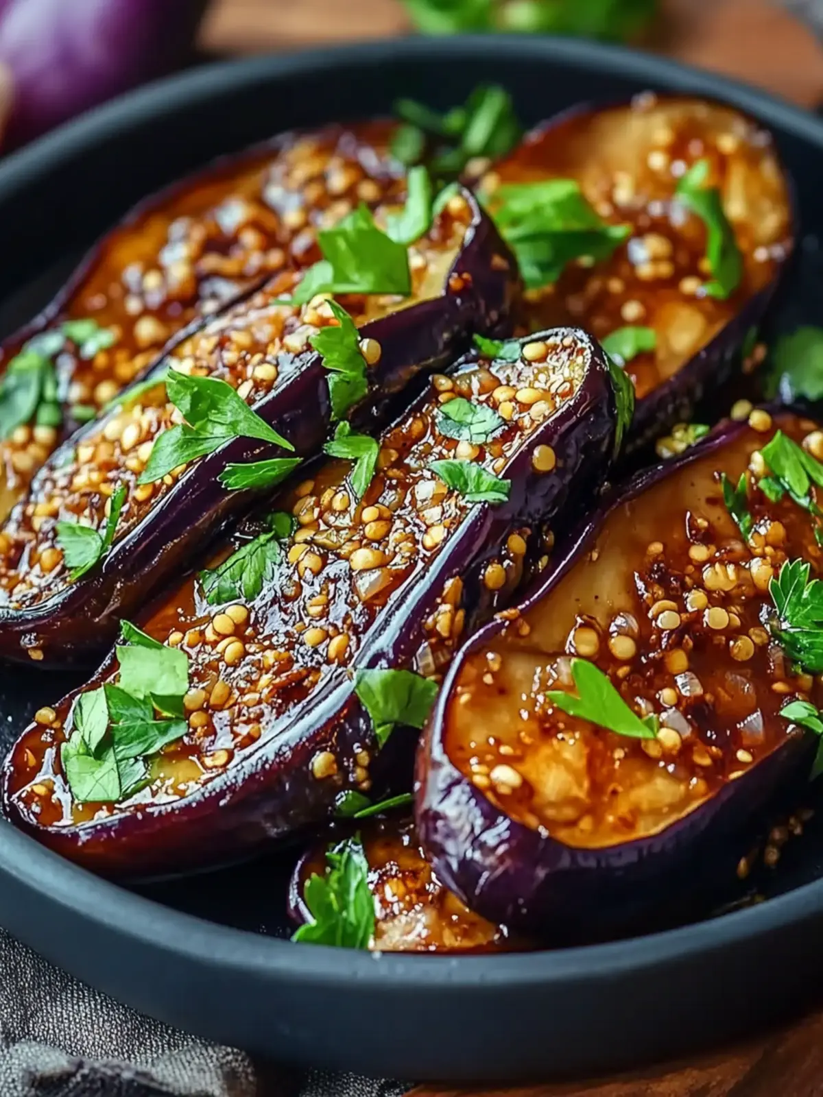 Sticky Garlic Eggplant